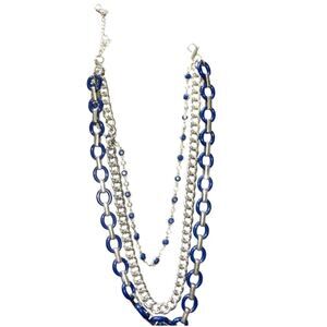 NWT Triple Convertible 3 in 1 Navy Silver Lia Sophia Necklace!